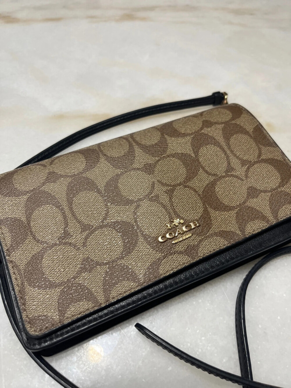 Coach Crossbody Bag Sling Anna Foldover Clutch Crossbody In Signature Canvas Kha